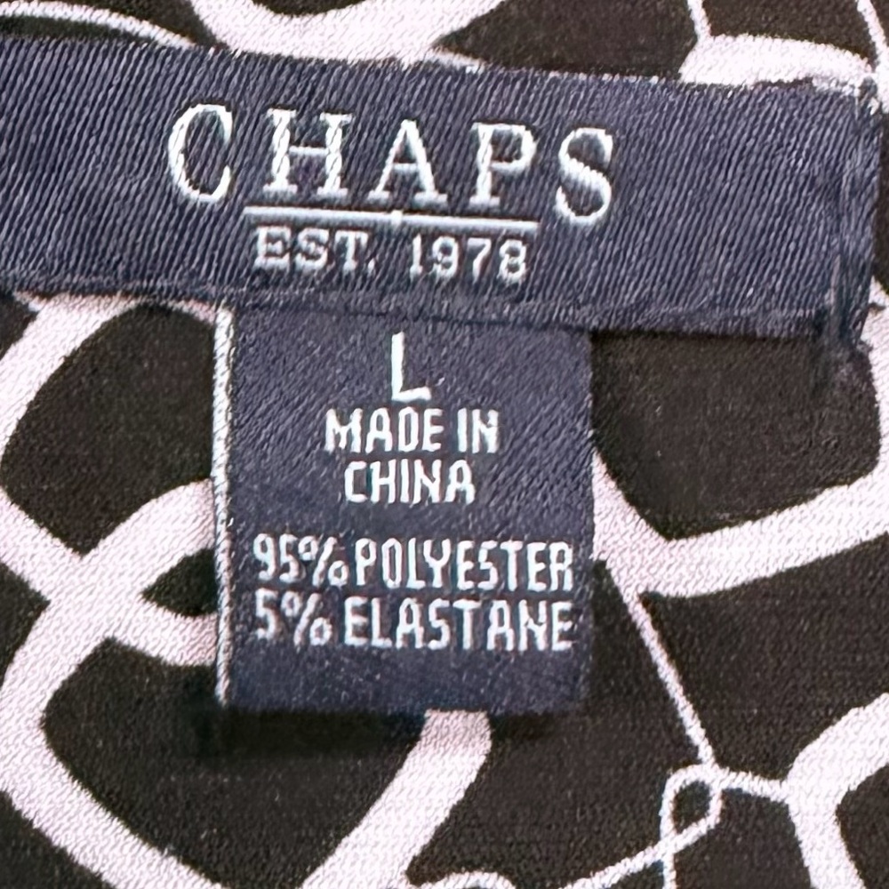 Chaps V-neck wrap 3/4 sleeves tie waist abstract geometric print Dress - Picture 2 of 15